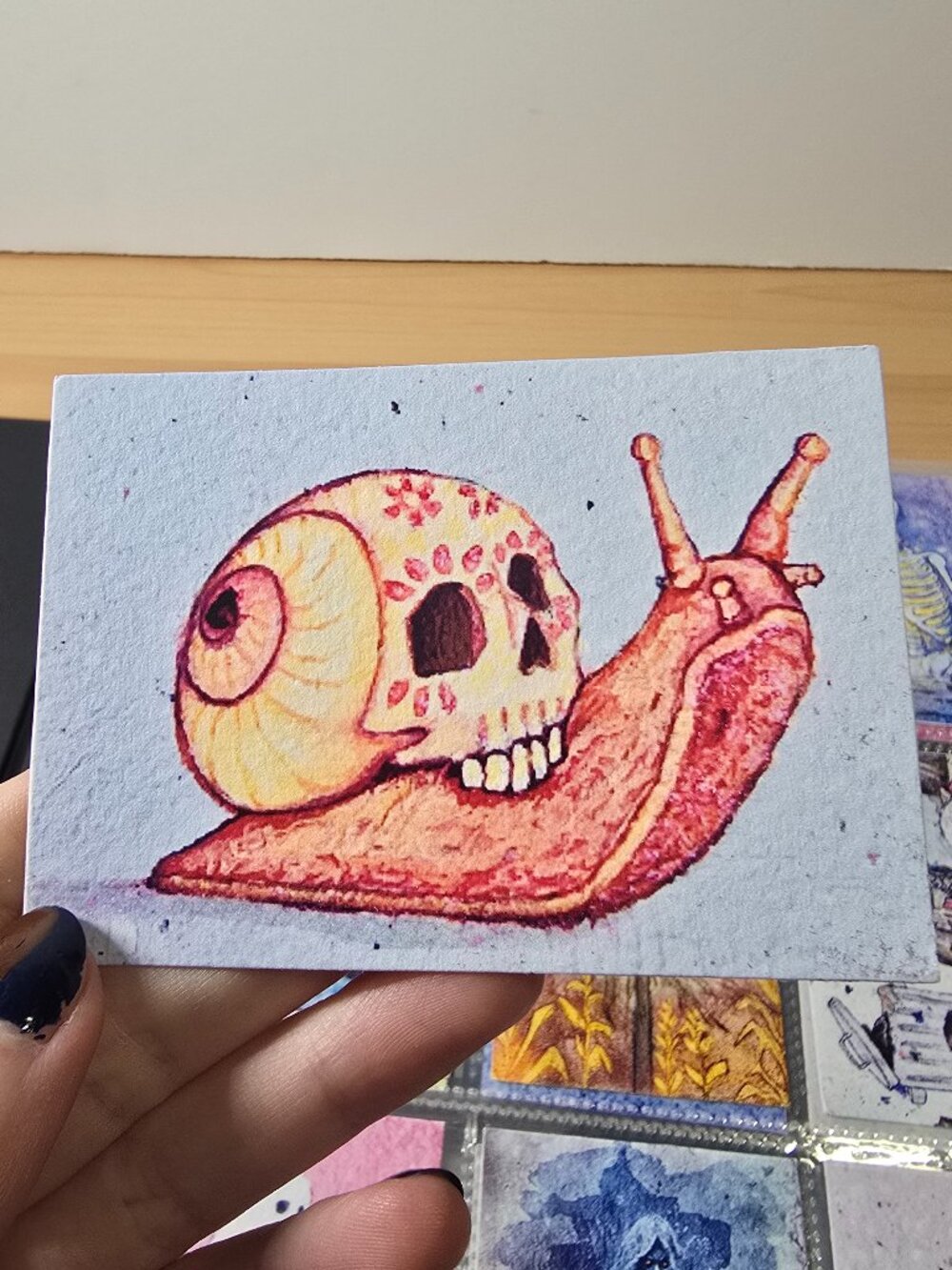 Ornate Immortal Snail Mini Art 🐌💀 Fantasy Skull Print (Signed)